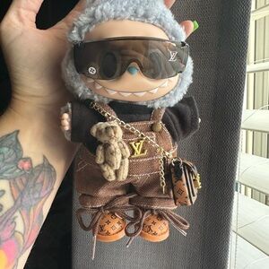 Doll outfit for Labubu brown overalls teddy bear